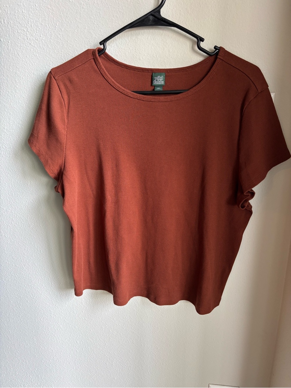 Wild Fable Rust Ribbed Short Sleeve Top Size XXL